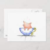 Teacup Pig Print Briefkaart (Voorkant / Achterkant)