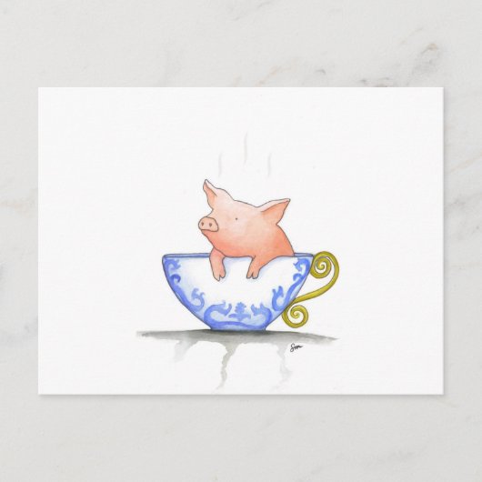 Teacup Pig Print Briefkaart (Voorkant)