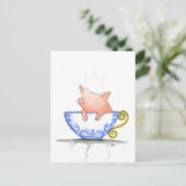 Teacup Pig Print Briefkaart (Staand voorkant)