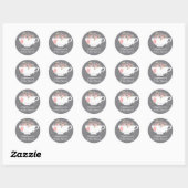 Teacup Pink Floral Monogram Vrijgezellenfeest Stic Ronde Sticker (Vel)