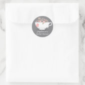 Teacup Pink Floral Monogram Vrijgezellenfeest Stic Ronde Sticker (Tas)