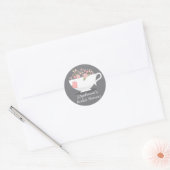 Teacup Pink Floral Monogram Vrijgezellenfeest Stic Ronde Sticker (Envelop)