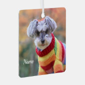 Teacup Schnauzer Puppy Dog in Sweater Metalen Ornament (Voorkant Rechts)