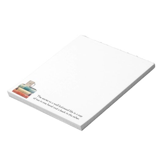 Teacup sur pile de livres Bloc-notes (Tourné)