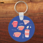  Teacup Theepot illustratie Sleutelhanger (Achterkant)