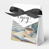 Teacup Tiny Favor Box - Pastel Zwart & Wit Bedankdoosjes (Voorkant Zijde)