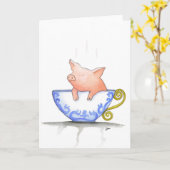 Teacup Varkensprint Kaart (Gele Bloem)
