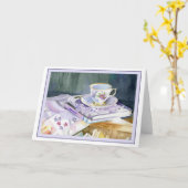 Teacup & Violets Carte pliée 7x5 (Fleur jaune)