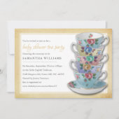  Teacups Baby shower Tea Party Kaart (Voorkant)