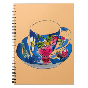 Teacups originele illustratie van de waterverf Notitieboek