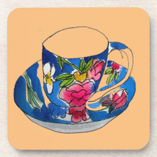  Teacups originele illustratie van de waterverf Onderzetter
