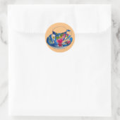 Teacups originele illustratie van de waterverf Ronde Sticker (Tas)