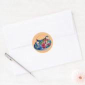 Teacups originele illustratie van de waterverf Ronde Sticker (Envelop)