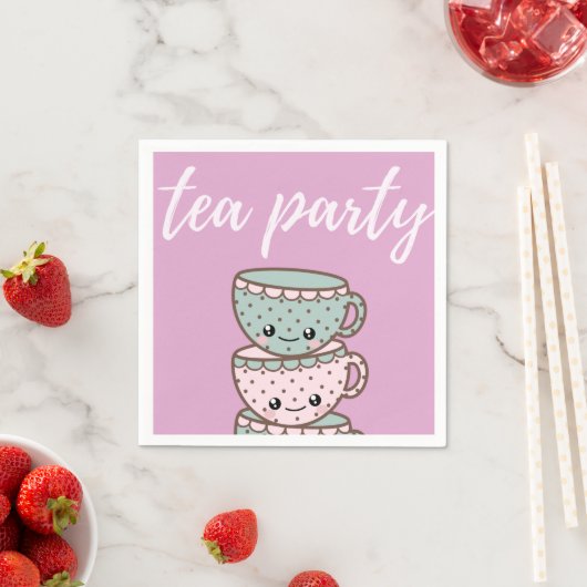 Teacups Roze Tea Party Servet (Insitu)