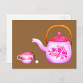  Teacups teapot illustratie Briefkaart (Voorkant / Achterkant)