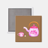  Teacups teapot illustratie Magneet (Voorkant / Achterkant)