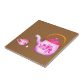  Teacups teapot illustratie Tegeltje (Zijkant)