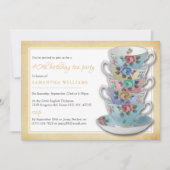 Teacups vintage Anniversaire Tea Party Invitation (Devant)