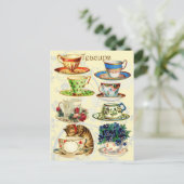 Teacups voor Tea Time Briefkaart (Staand voorkant)