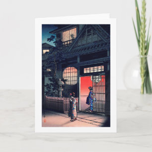 Teahouse te Night, Tsuchiya Koitsu, Woodcut Kaart