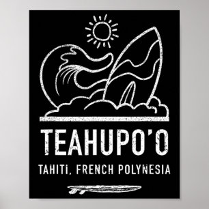 Teahupoo T-shirt Frans-Polynesië T-shirt Tahiti Su Poster
