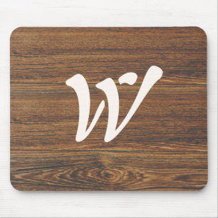 Teak Wood Grain met monogram Muismat