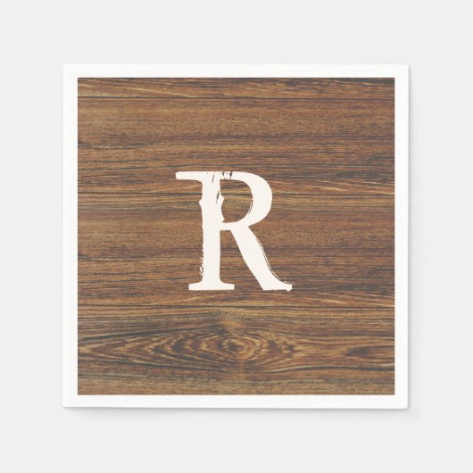 Teak Wood Grain met monogram Servet (Voorkant)