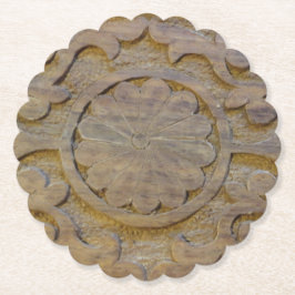 Teakhouten Scroll Design op maat Kartonnen Onderzetters