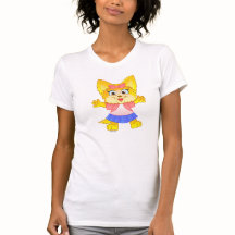 Teakup Yorkie Cartoon op T-shirt voor vrouwen