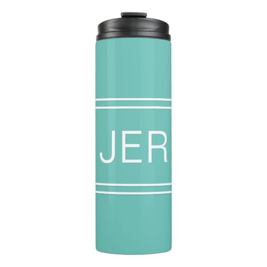 Teal Aangepaste Monogram Reizen Thermosbeker (Voorkant)