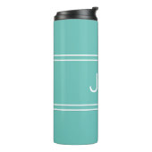 Teal Aangepaste Monogram Reizen Thermosbeker (Gedraaid links)