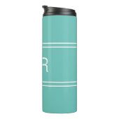 Teal Aangepaste Monogram Reizen Thermosbeker (Geroteerd rechts)