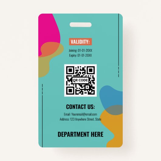 Teal Abstract Organic Shapes Executive Assistant Badge (Achterkant)