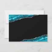 Teal Agate Silver Wedding RSVP Card Kaartje (Achterkant)
