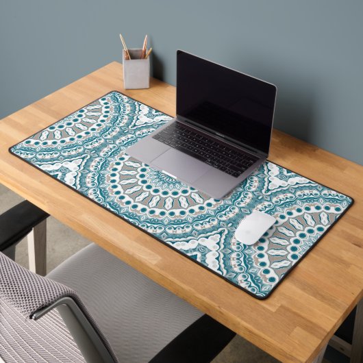 Teal and Beige Abstract Mandala Pattern (Bureau 2)