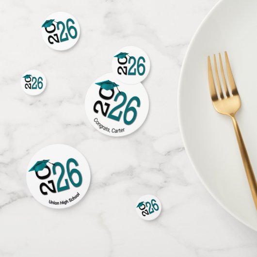 Teal and Black 2026 Graduation  Confetti (Groep)