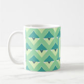 Teal and Blue Geometric Pattern Monogram Koffiemok (Links)