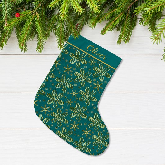 Teal and Gold Personalized Grote Kerstsok