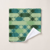 Teal and green geometric pattern bad handdoek (Wasdoekje)