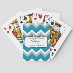 Teal and Grey Chevron Monogram Playing Cards Speelkaarten