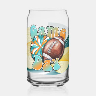 Teal and Orange Game day Blikvorm Glas