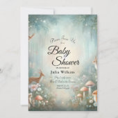Teal and Peach Enchanted Forest Baby Shower Kaart (Voorkant)