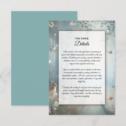 Teal and Peach Enchanted Forest Wedding Informatiekaartje (Voorkant / Achterkant)