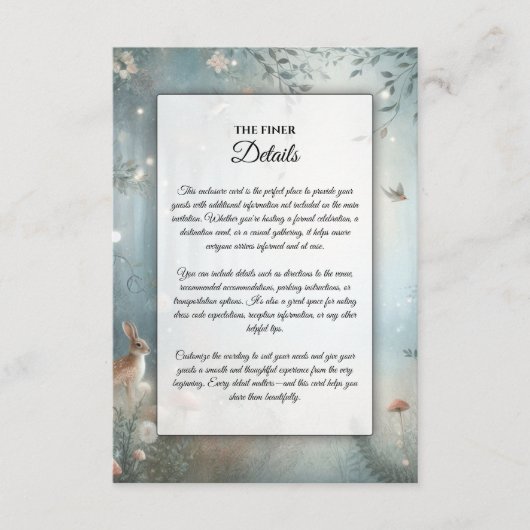 Teal and Peach Enchanted Forest Wedding Informatiekaartje (Voorkant)
