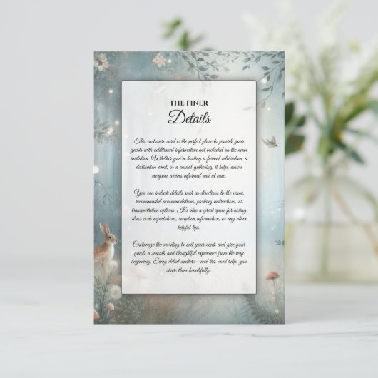 Teal and Peach Enchanted Forest Wedding Informatiekaartje (Staand voorkant)