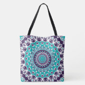 Teal and Purple Bold Mandala Pattern Draagtas (Achterkant)