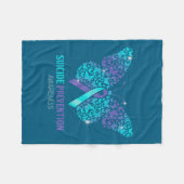 Teal And Purple Butterfly Suicide Prevention Aware Fleece Deken (Voorkant (Horizontaal))