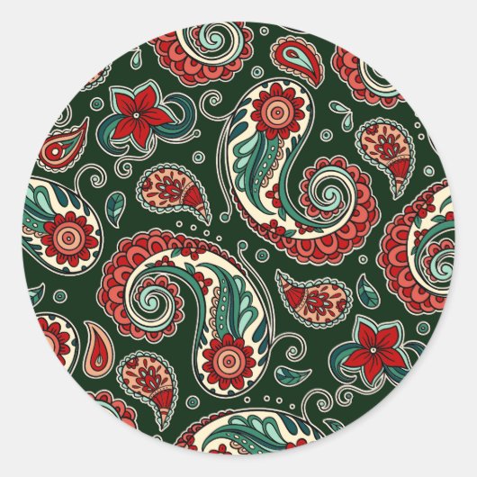 Teal and Red Paisley Sticker Set (Voorkant)