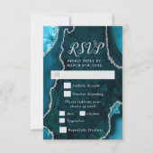 Teal and Silver Agate Meal Choice RSVP Kaartje (Voorkant)