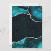 Teal and Silver Faux Glitter Agate Wedding Bedankkaart (Achterkant)